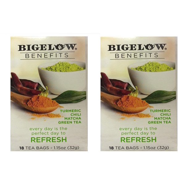Bigelow Benefits Turmeric, Chili, Matcha green tea, PACK OF 2. 36