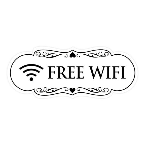 Designer Free Wifi Sign(White) - Small