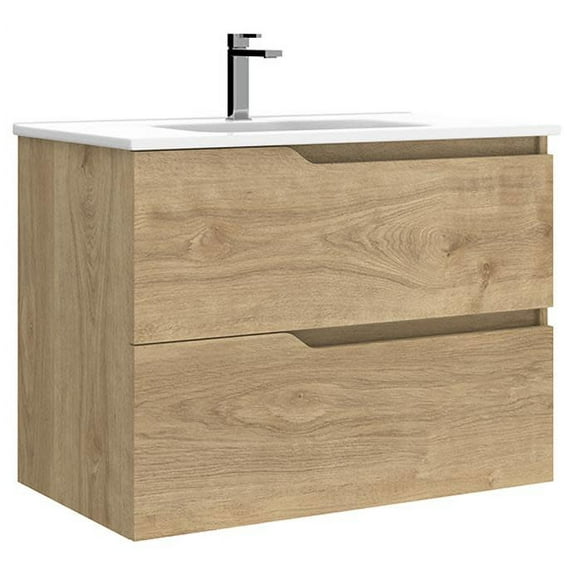 Ws Bath Collections Menta C80.100 NO Menta 32" Wall Mounted Single Basin Vanity Set - Wood