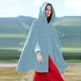 thumbnail image 4 of Fimkaul Women's Jacket Coats Winter Fall Long Sleeve Casual Tops Hooded Medium Cape Vintage Over Fashion Button Cloak Woolen Coat Blue XL, 4 of 6