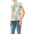 thumbnail image 2 of Women's Floral Print Overlapping Short Sleeve Top with Front Tie Collar, 2 of 5