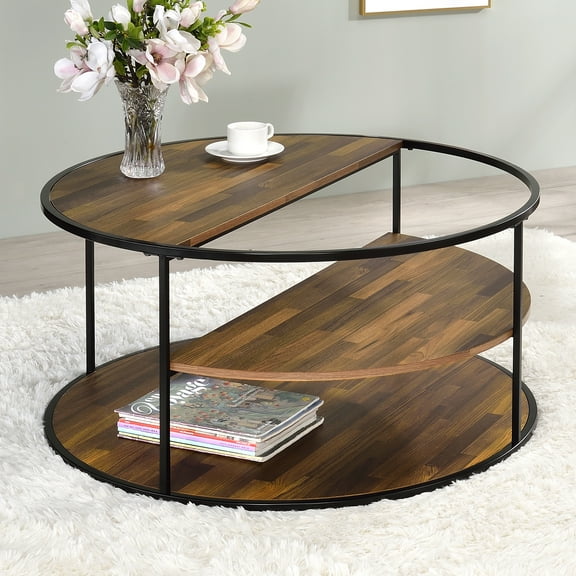 Furniture of America Adelia 2-Shelf Coffee Table, Black