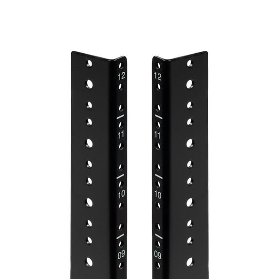 NavePoint 12U Vertical Rack Rail Pair DIY Kit with Hardware, Black