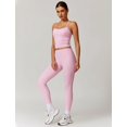 thumbnail image 2 of Set de entrenamiento QBGJTD, polainas sin mangas con espalda cruzada para mujer, color rosa S, 2 of 6