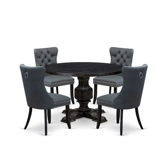 Luxe by East West Furniture 5-Piece Dining Table Set In Platinum Gray Color