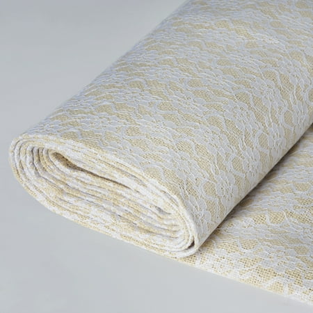 Burlap Fabric Wall Covering BalsaCircle 54 inch x 4 yards Natural Burlap with White Lace Fabric Roll - Sewing Crafts Draping Decorations Supplies ()
