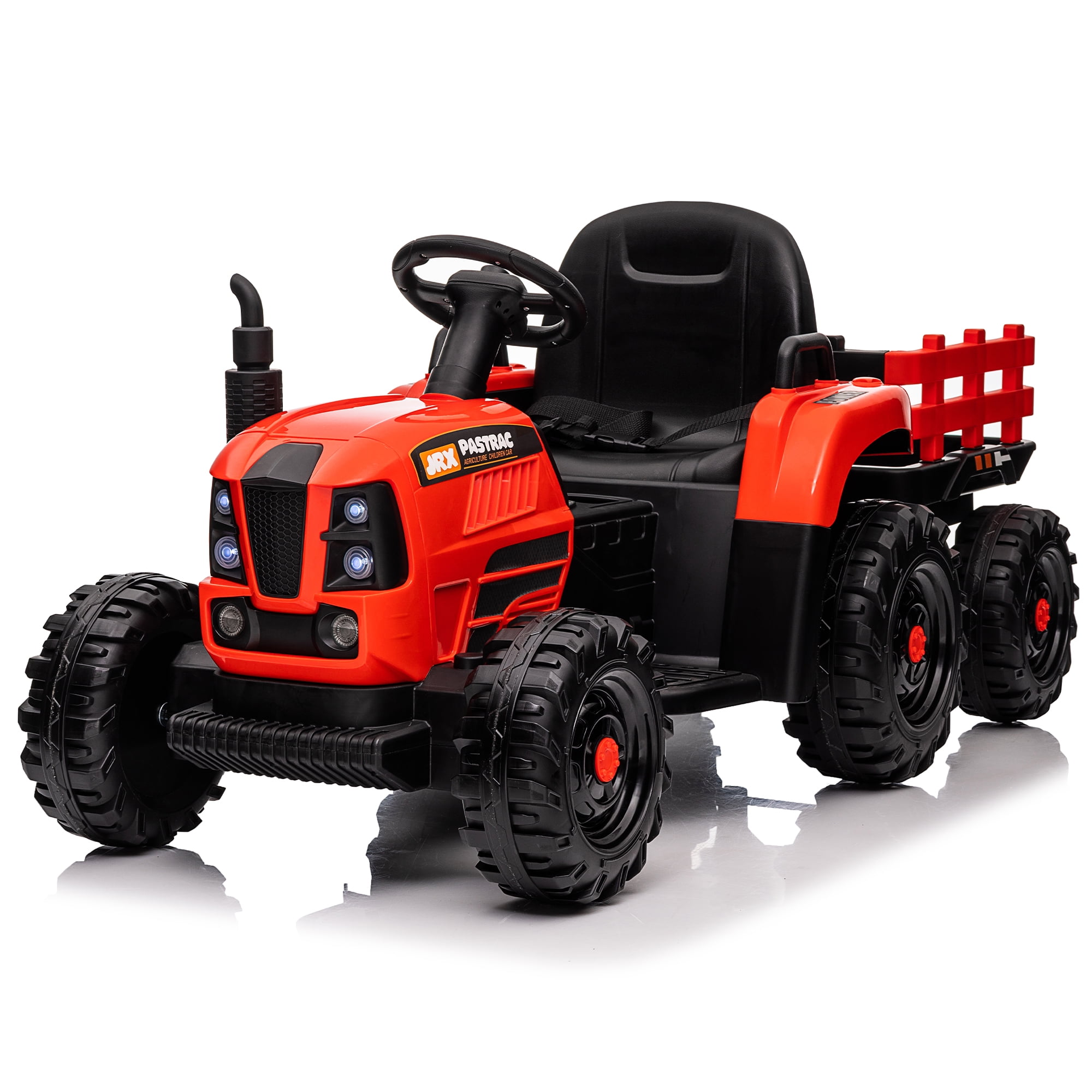 CIPACHO 12V Ride On Tractor with Trailer, 2.4RC, Electric Kids Car Three Speed Adjustable, USB, MP3, Power Display, Red CIPACHO 12V Ride On Tractor with Trailer, 2.4RC, Electric Kids Car Three Speed Adjustable, USB, MP3, Power Display, Red