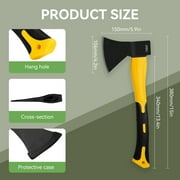 Deli 15 Small Camping Axe , Outdoor Chopping Hatchet for Wood Splitting and Kindling,with Shock Absorbing and Anti Slip Fiberglass Handle