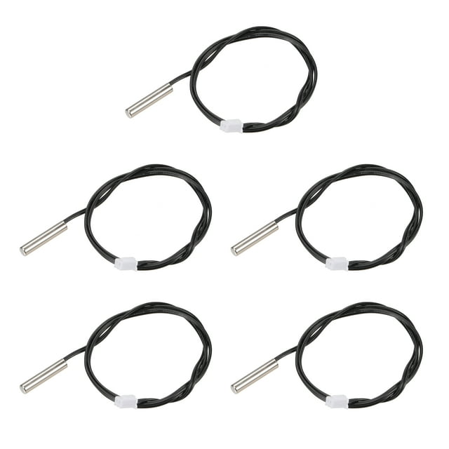 Unique Bargains 5pcs 20K Temperature Sensor Probe Stainless Steel NTC Thermal Sensor Probe 50cm Digital Thermometer Extension Cable