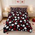 thumbnail image 3 of Erosebridal Scattered Heart Valentine Confetti Duvet Cover Queen for Girls, Black White Red Love Queen Bedding, Black Reversible 3-Piece 1 Duvet Cover and 2 Pillowcases, 3 of 7