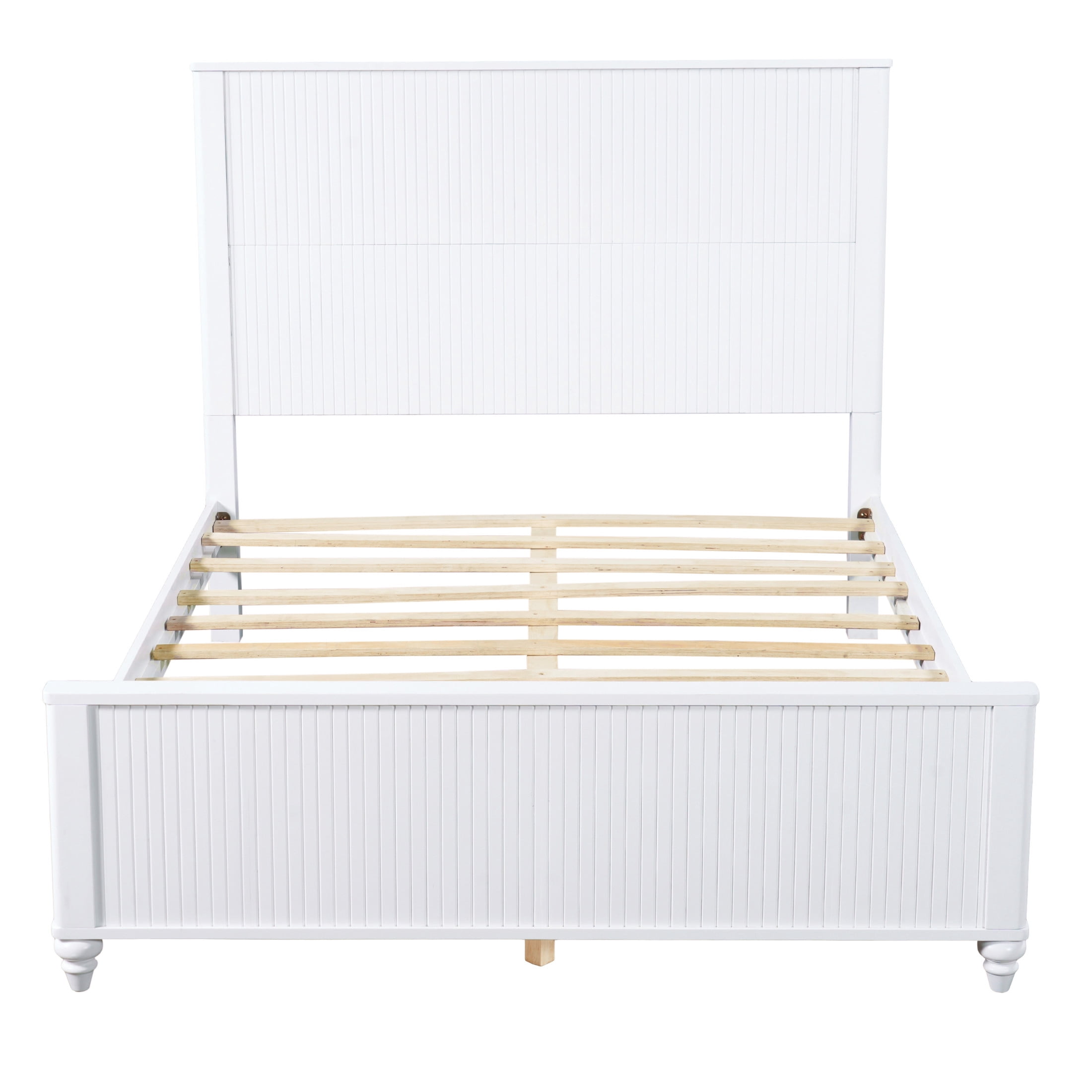 Christopher Knight Home Modern Wooden Queen Bed Frame with Grooved Headboard and Footboard, White