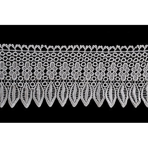 Kiddo 5.5" White or Ivory Flowers Leaves Venice Floral Lace Trim by Yardage