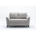 thumbnail image 3 of Farmhouse Loveseats, Callie 60" Light Gray Woven Fabric Loveseat, Light Gray Modern Loveseats,Velvet Leather Loveseats, Furniture Primary Living Space Loveseats, 3 of 5