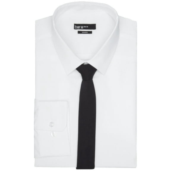 Bar III NEW Bright White Mens Size 17 1/2 Slim-Fit Stretch Dress Shirt