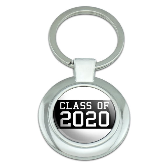 Class of 2020 Graduation Classy Round Chrome Plated Metal Keychain