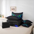 thumbnail image 6 of Manfei Geometric Triangle Bedding Comforter Set 7-Piece, Black Blue Green Full Bedding Set, Neon Red Lights Fitted Sheet Flat Sheet, Breathable Home Decor, 6 of 8