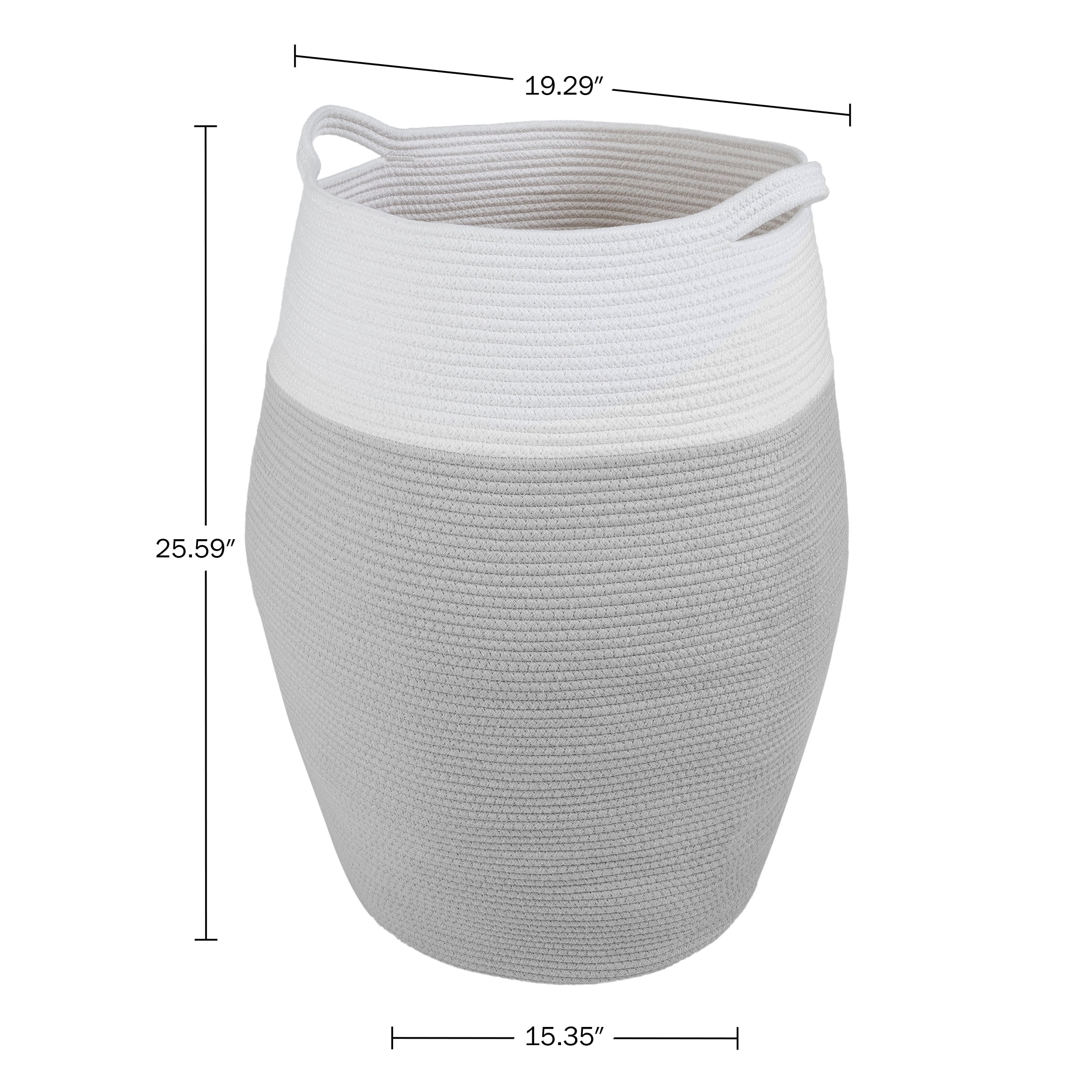Home-Complete Cotton Rope Laundry Basket with Handles for Adult and Kids, Gray