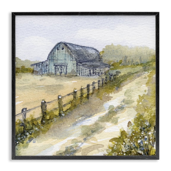 Stupell Industries Rustic Lodge Blue Barn Lane Black Framed Giclee Art, 12 x 12, by Patti Bishop