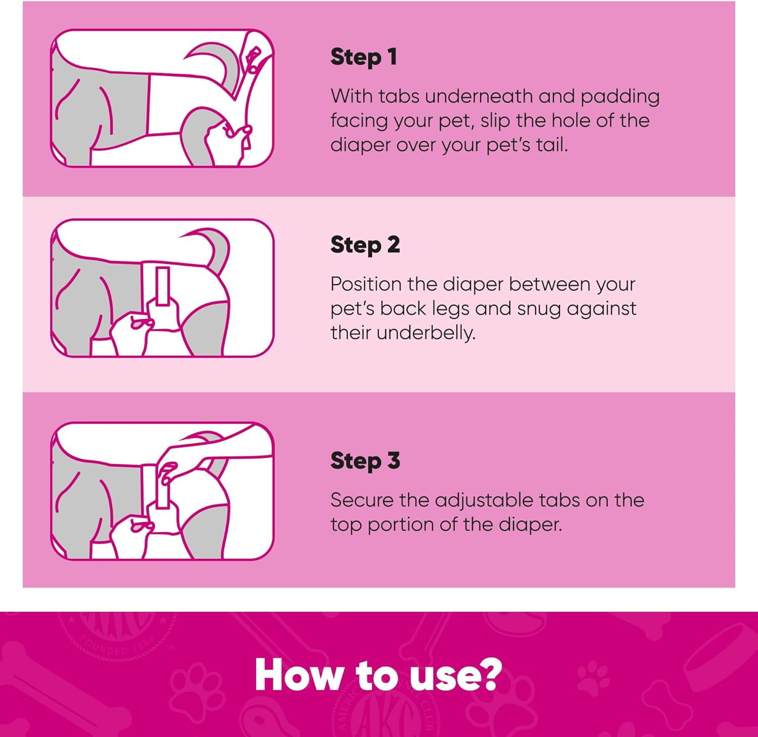 American Kennel Club Female Dog Wrap, Disposable Diapers with Wetness Indicator, X-Small, 50 Count