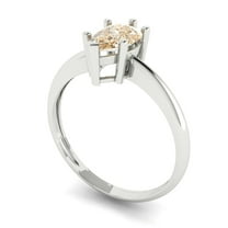 1.0ct pear cut brown natural morganite 18k white gold Bridal Wedding Engagement Promise Anniversary Ring for Women size 9.75