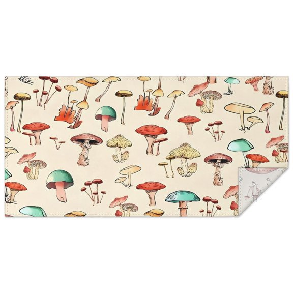 Red Mushroom Light Pattern Rectangle Tablecloth 60"x120",Waterproof Polyester Rectangle Table Cloth, Wipeable Spillproof Polyester Tablecloth for Dining, Camping, Indoor and Outdoor