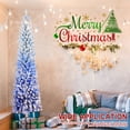 thumbnail image 5 of Christmas Trees 7FT Blue Gradient Flocked Pencil Christmas Tree with 300 Warm White LED Lights, 725 Tips, Hinged Branches, Slim Design, Metal Stand – Narrow Prelit Tree for Holiday Home Decor,Artific, 5 of 9