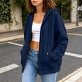 thumbnail image 4 of POROPL Sweatshirts for Women,Zip Up Hoodie Oversized Casual Long Sleeve Fleece Jacket with Pockets, 4 of 7