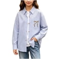 thumbnail image 3 of DJDLJWCJ Girls Button Down Shirts Long Sleeve Loose Fit Gradient Color Lightweight Jacket Lapel Casual Basic Shirt Blue Size 11, 3 of 9