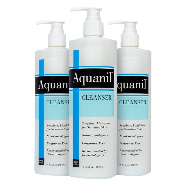 Limpiador Aquanil para piel sensible sin lípidos, 480 ml, paquete de 3