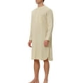 thumbnail image 4 of INSPIRE CHIC Chemise de Nuit pour Homme à Col Henley à Bande Pyjama Nuisette m Kaki, 4 of 5