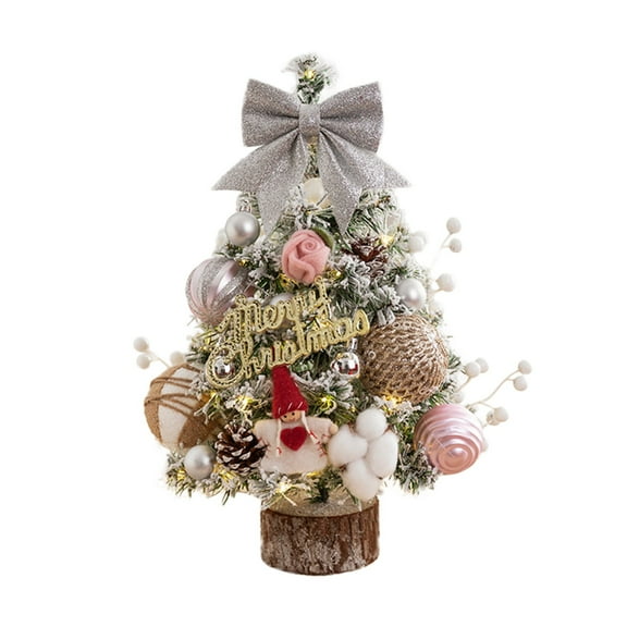 2FT Mini Tabletop Christmas Tree with Timer Lights, Artificial Christmas Trees with 24 Pcs Ball Ornament Xmas Tree for Home Office Fireplace Christmas Ornaments