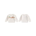 thumbnail image 2 of FOCUSNORM Toddler Halloween Sweaters Pumpkin Letter Embroidered Long Sleeve Round Neck Ribbed Knitted Pullover, 2 of 9
