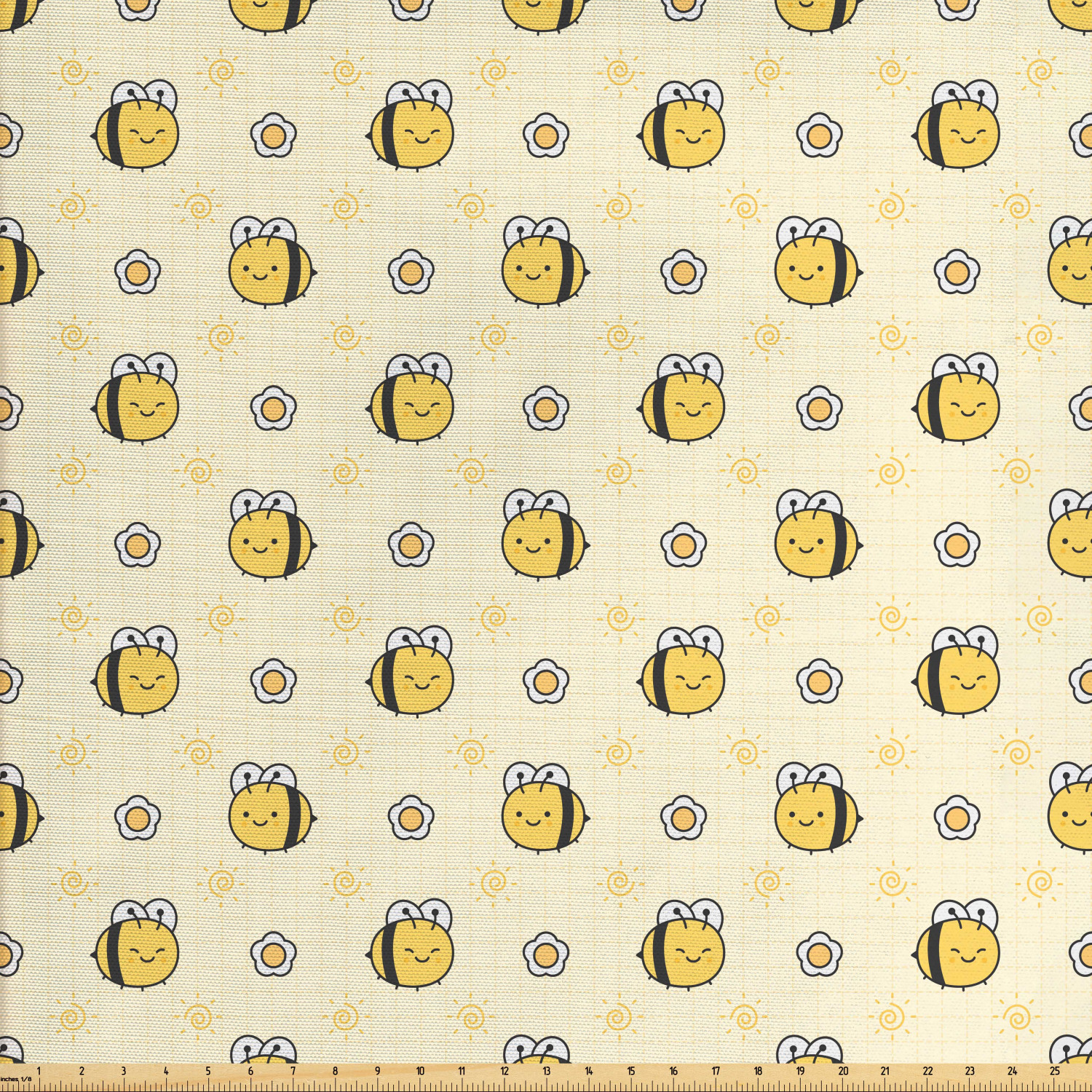 Insects Fabric by The Yard, Childish Repetitive Pattern with Happy