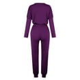 thumbnail image 6 of Feancey Womens 2 Piece Jogging Sets Casual Long Sleeve Pullover and Lounge Pants Matching Set Solid Color Travel Sweatsuits Fall Outfits Purple S, 6 of 6