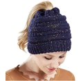 thumbnail image 4 of GFDYREE Bonnet Chignon en Tricot de Qualité CC (Marine Moucheté), 4 of 4