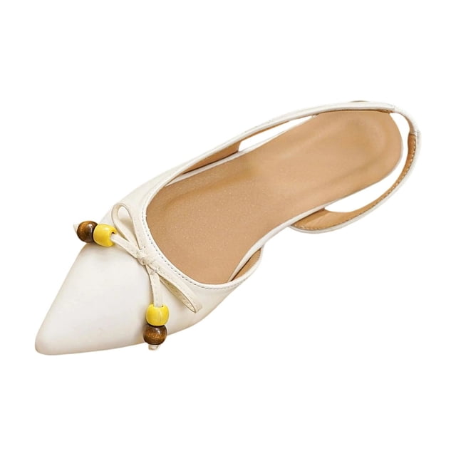 Fuwddey Flats Sandals for Women Fashionable Versatile Pointed-Toe Casual Plus-Size Shoes Spring Summer Style Trendy Soft-Soled Open-Back Buckle Sandals.