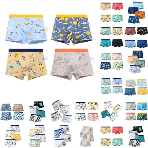 Shadoumai Boys Underwear 4 Pack, Toddler Boxer Briefs Soft Breathable Kids Shorts Boxer