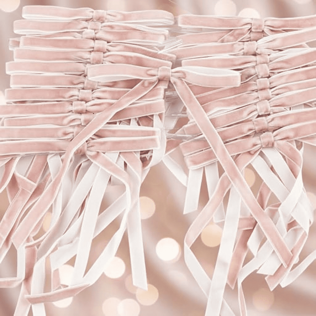 Dusty Rose Velvet Christmas Bows, 5x7 Inch Premade Pink Bows for Tree Decor, Gift Wrapping, Wreaths, Crafts, Wedding & Home Decor, Indoor/Outdoor Use, Pack of 24