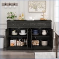 thumbnail image 4 of Sideboard Vintage Black Brown with 2 Drawers 4 Doors, MDF Storage Cabinet | 55.12”L x 15.75”W x 35.63”H | MDF, 4 of 9