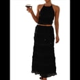 thumbnail image 2 of Conjunto de 2 Piezas de Falda Larga Y2K para Mujer, con Top Corto de Encaje Sin Espalda y Falda Larga, Vestido de Playa. Negro M, 2 of 10