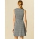 thumbnail image 5 of Vestido de Tweed Unique Bargains a cuadros sin mangas Blanco negro S, 5 of 6