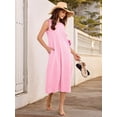 thumbnail image 4 of Summer Dresses for Women Casual Maxi Dress Vacation Long Sundresses Plaid Striped with Pockets Pink Checkered S, 4 of 9