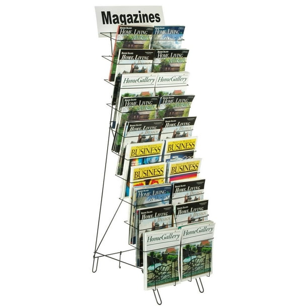 Floor-standing Wire Literature Rack with 20 Tiered Pockets, Removable ...