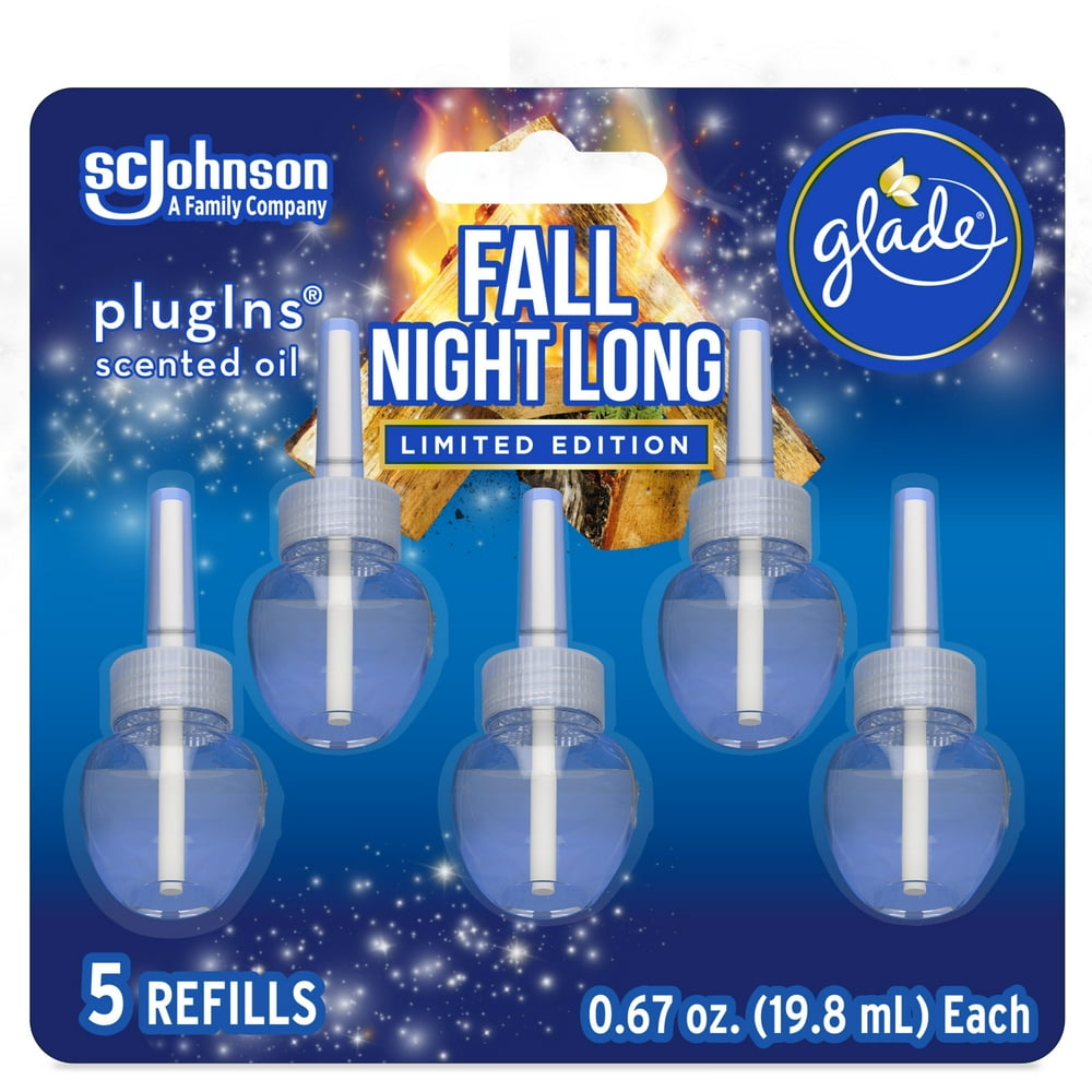 Glade PlugIns Refill 5 CT, Fall Night Long, 3.35 FL. OZ. Total, Scented