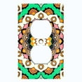 thumbnail image 2 of Metal Light Switch Plate Cover Orange Green Mandala Flower Tile Pattern MDL119, 2 of 13