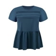 thumbnail image 5 of GRACE & GRANDEUR Women's Plus Size Babydoll Peplum Tops Pleated Front Ruffle Sleeve Crew Neck Flowy Casual Trendy Summer Blouses 1X Dark Blue, 5 of 7