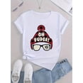 thumbnail image 2 of 1pc Women'S Casual Crew Neck T-Shirt with "oh Fudge!" Print, Fashionable Short Sleeve Top, Cotton Knit Fabric, Medium Stretch, all-Season Comfort, 2 of 6