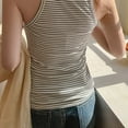 thumbnail image 5 of Wang6 Ribbed Tank Tops for Women Trendy Sleeveless Crew Neck Striped Printed Summer Tops Causal Slim Knit Stretchy Tops Shirts Tees White XL, 5 of 7
