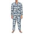 thumbnail image 3 of Naloa Palm Tree Men’s Pajamas Set - Long Sleeve Button Down Sleep Shirt and Pajama Bottoms Sleepwear Set-Medium, 3 of 7