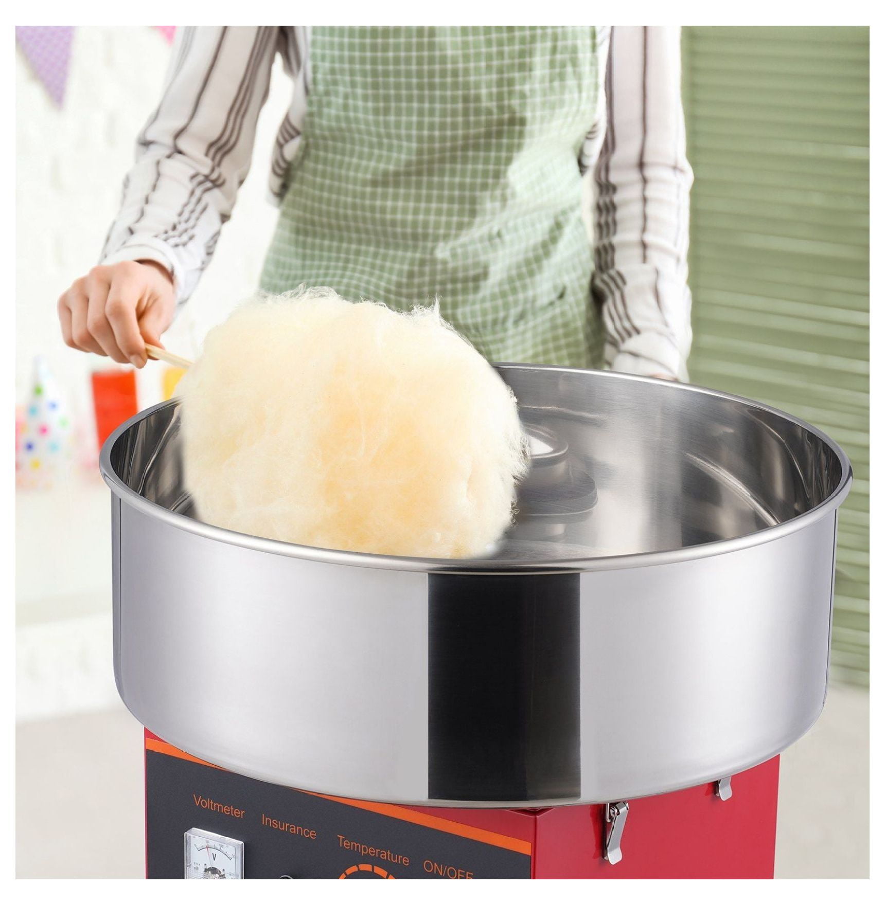 Cotton Candy Machine 1000W, Commercial Candy Floss Maker with Bowl, Red - for Parties, Kids, Home Use, Includes Scoop & Drawer